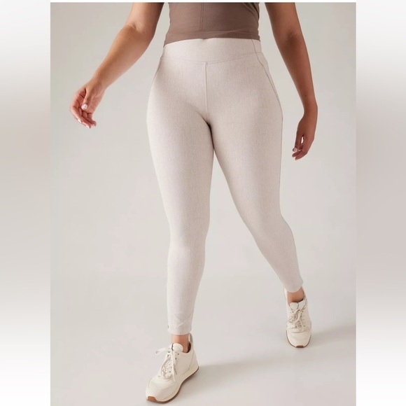 NWOT Athleta Delancey Herringbone MPonte Leggings Active Pants Beige